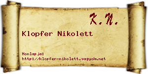 Klopfer Nikolett névjegykártya
